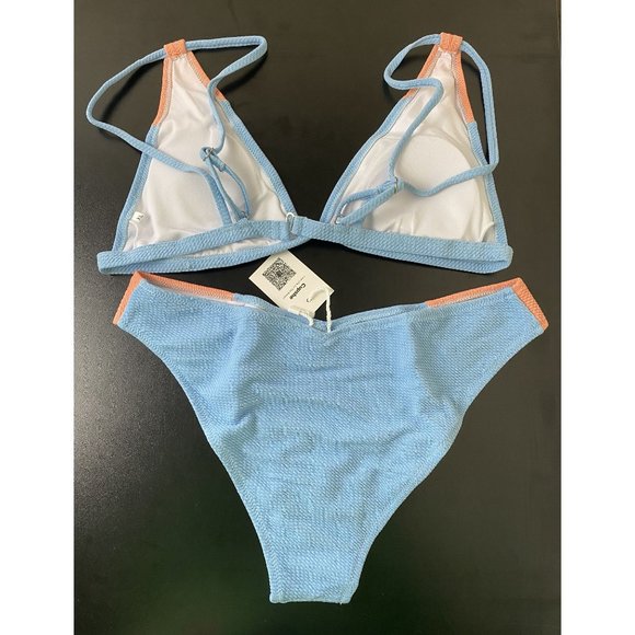 NWT Cupshe Light blue and Pink Two Piece Bikini Size XL - Picture 2 of 7